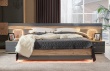 Manželská postel s roštem Markus 160x200cm - šedý lesk/dub zlatý