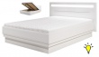 Manželská postel Irma 160x200cm s úložným prostorem a osvětlením - bílá