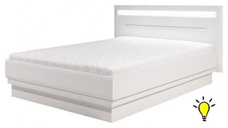 Moderní postel Irma 140x200cm s osvětlením - bílá