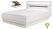 Manželská postel Irma 180x200cm s úložným prostorem a osvětlením - bílá / wenge