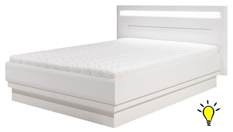 Manželská postel Irma 180x200cm s osvětlením - bílá