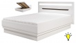 Moderní postel Irma 140x200cm s úložným prostorem a osvětlením - bílá / wenge