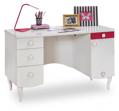 Dětský psací stůl Rosie I - bílá / rubínová