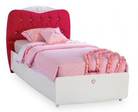 Dětská postel Rosie 100x200cm s úložným prostorem - bílá / rubínová