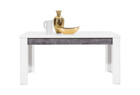 Jídelní stůl s rozkládáním Brando - bílá / beton - složený