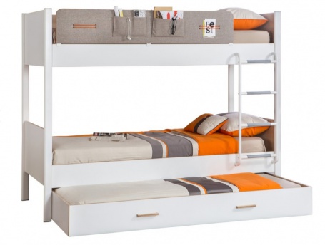 Dětská patrová postel Archie 100x190cm se zásuvkou - bílá / dub světlý