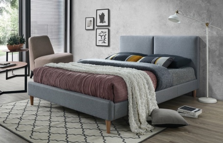 Čalouněná postel ACOMA 160x200 -  šedá / dub