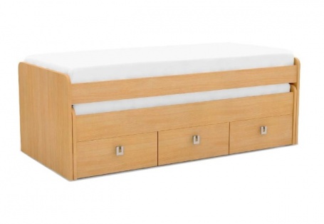 Dětská postel REA Teeny 90x200cm s výsuvným lůžkem a úložným prostorem - buk