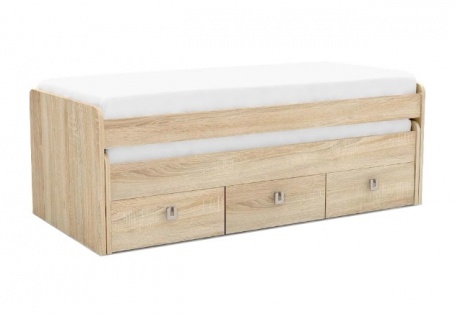 Dětská postel REA Teeny 90x200cm s výsuvným lůžkem a úložným prostorem - dub bardolino