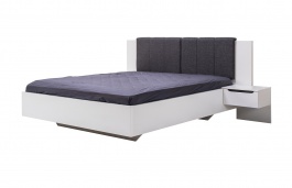Manželská postel 160x200cm s nočními stolky Stuart - bílá/šedá/dub černý