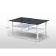 Konferenční stolek, ocel/kouřové sklo/bílá extra vysoký lesk HG, SVEN