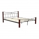 Manželská postel, dřevo ořech / černý kov, 160x200, PAULA