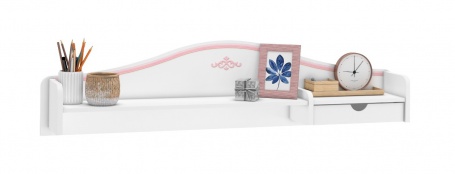 Malý nástavec nad psací stůl Betty - bílá/růžová