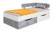 Dětská postel Omega 90x200cm s úložným prostorem - bíla/beton