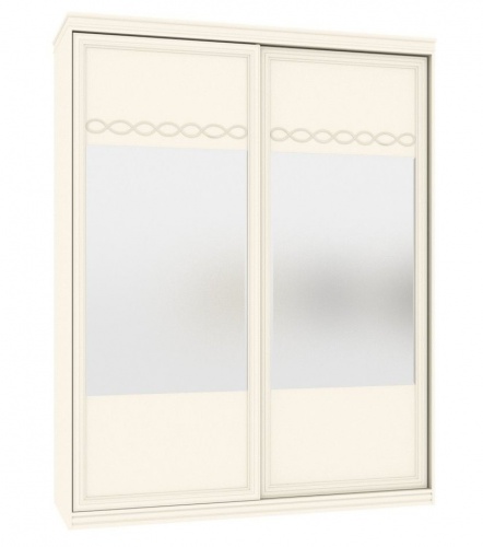 Šatní skřín s posuvnými dveřmi a zrcadlem Jasmine - krémová