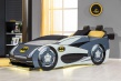 Dětská postel auto Hero 80x160cm - bílá/černá/žlutá