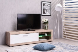 Televizní stolek s osvětlením Ronja 180cm - dub šedý/bílá