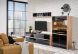 Televizní stolek s osvětlením Embra - dub artisan/černý lesk