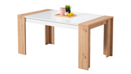 Jídelní stůl Embra - dub artisan/bílý lesk