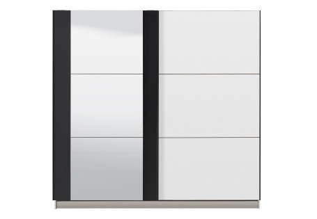 Šatní skříň s posuvnými dveřmi a zrcadlem Ancona - bílá/černá