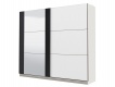 Šatní skříň s posuvnými dveřmi a zrcadlem Ancona - bílá/černá