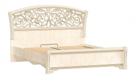 Manželská postel 140x200cm Sofia s ornamentálním čelem a ortopedickým roštem - béžová/lento