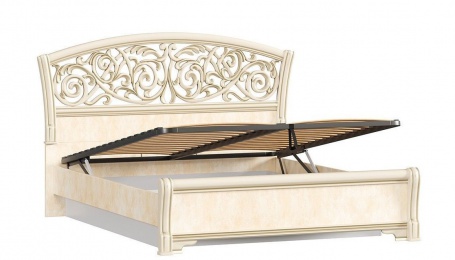 Manželská postel 140x200cm Sofia s ornamentálním čelem, úl. boxem a výklop. roštem - béžová/lento