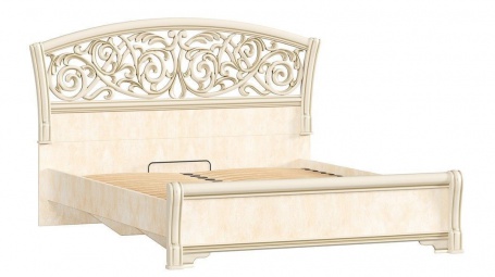 Manželská postel 180x200cm Sofia s ornamentálním čelem a ortopedickým roštem - béžová/lento