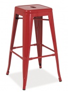 Barová kovová židle LONG červená