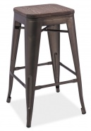 Barová kovová židle LONG grafit/tm.ořech