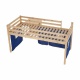 Postel s PC stolem, borovicové dřevo / modrá, 90x200 cm, ALZENA