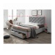 Moderní postel s úložným prostorem, šedá látka, 180x200, Santola