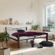 Manželská postel, dřevo ořech / černý kov, 140x200, PAULA