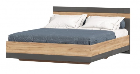 Manželská postel Markus 160x200cm - šedý lesk/dub zlatý