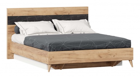 Manželská postel s úložným prostorem 160x200cm Melody - dub zlatý/černý mramor