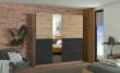 Skříň s posuvnými dveřmi a zrcadlem Ticiano 220 - dub artisan/černá