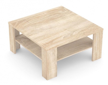 Čtvercový konferenční stolek s poličkou REA 5 - dub bardolino