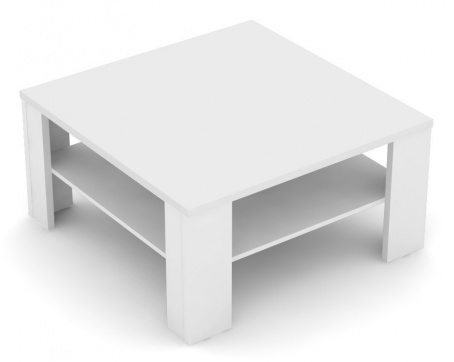 Čtvercový konferenční stolek s poličkou REA 5 - bílá