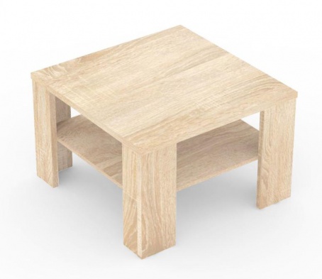 Čtvercový konferenční stolek s poličkou REA 4 - dub bardolino