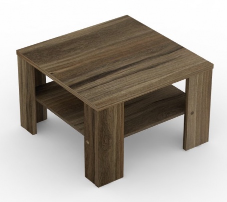 Čtvercový konferenční stolek s poličkou REA 4 - ořech rockpile