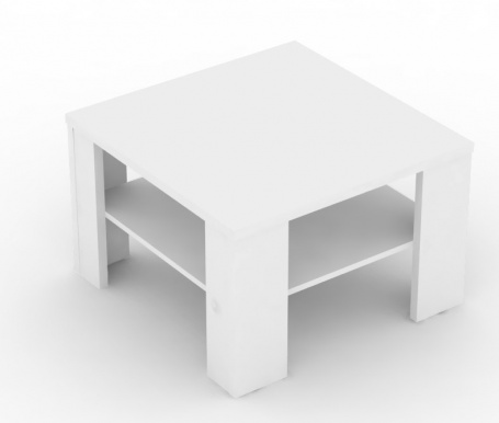 Čtvercový konferenční stolek s poličkou REA 4 - bílá