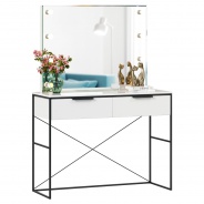 Toaletní stolek se zrcadlem Caroline - bílá/černá