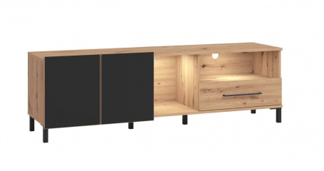 TV stolek Nibiru 160cm s osvětlením - dub artisan/černá