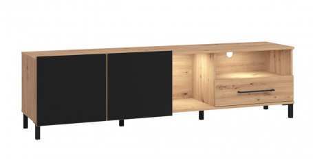 TV stolek Nibiru 180cm s osvětlením - dub artisan/černá