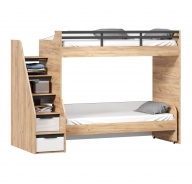 Patrová postel s vysuvným lůžkem Trendy - pravá - 90x200cm - dub zlatý/bílá