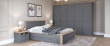 Manželská postel 160x200cm Artis - šedá/ořech pacific - v prostoru se šuplíkem