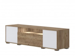 Televizní stolek s osvětlením Freya - dub halifax/bílá
