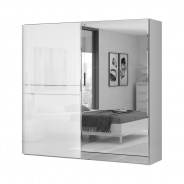 Dvoudveřová posuvná skříň Tiana se zrcadlem š.230cm - bílá - výběr provedení