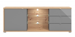 TV stolek 175 s kompletním osvětlením Abuela - dub artisan/šedá