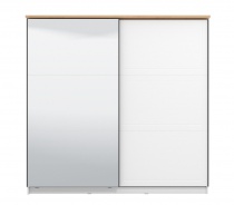 Skříň s posuvnými dveřmi a zrcadlem Lotta - bílá/dub artisan